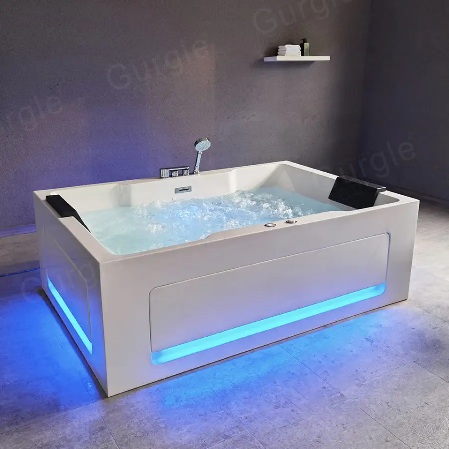 Jetted Whirlpool Couples Acrylic Massage Bathtub Modern Massage Tub Freestanding Air Jet Bubble Hydro 2 Person Massage Bathtub — image 3