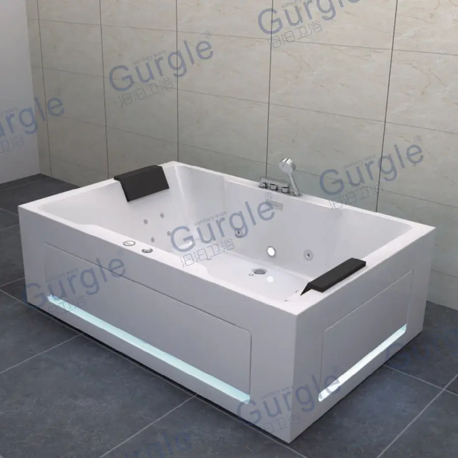 Jetted Whirlpool Couples Acrylic Massage Bathtub Modern Massage Tub Freestanding Air Jet Bubble Hydro 2 Person Massage Bathtub — image 5