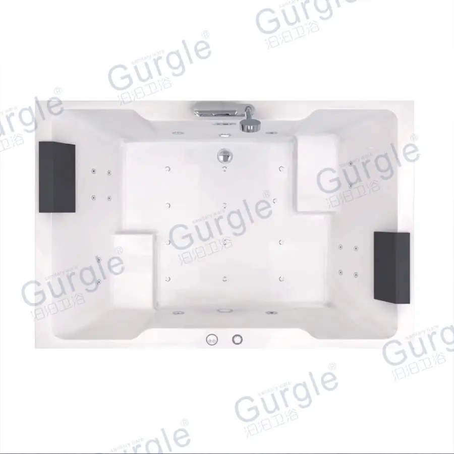 Jetted Whirlpool Couples Acrylic Massage Bathtub Modern Massage Tub Freestanding Air Jet Bubble Hydro 2 Person Massage Bathtub — image 6