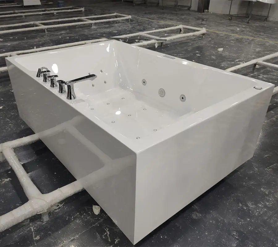Modern Acrylic Alcove Hydromassage Rectangular Jetted Soaking Air Massage SPA Tubs 2 Persons Whirlpool Bathtub — image 5