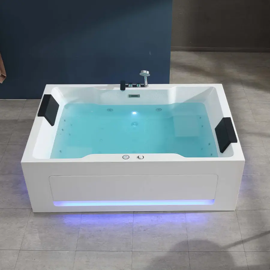 New Design Acrylic Freestanding Bathtub Jakuzzi Function 2 People Hot Tub whirlpool Massage Bathtub — image 3