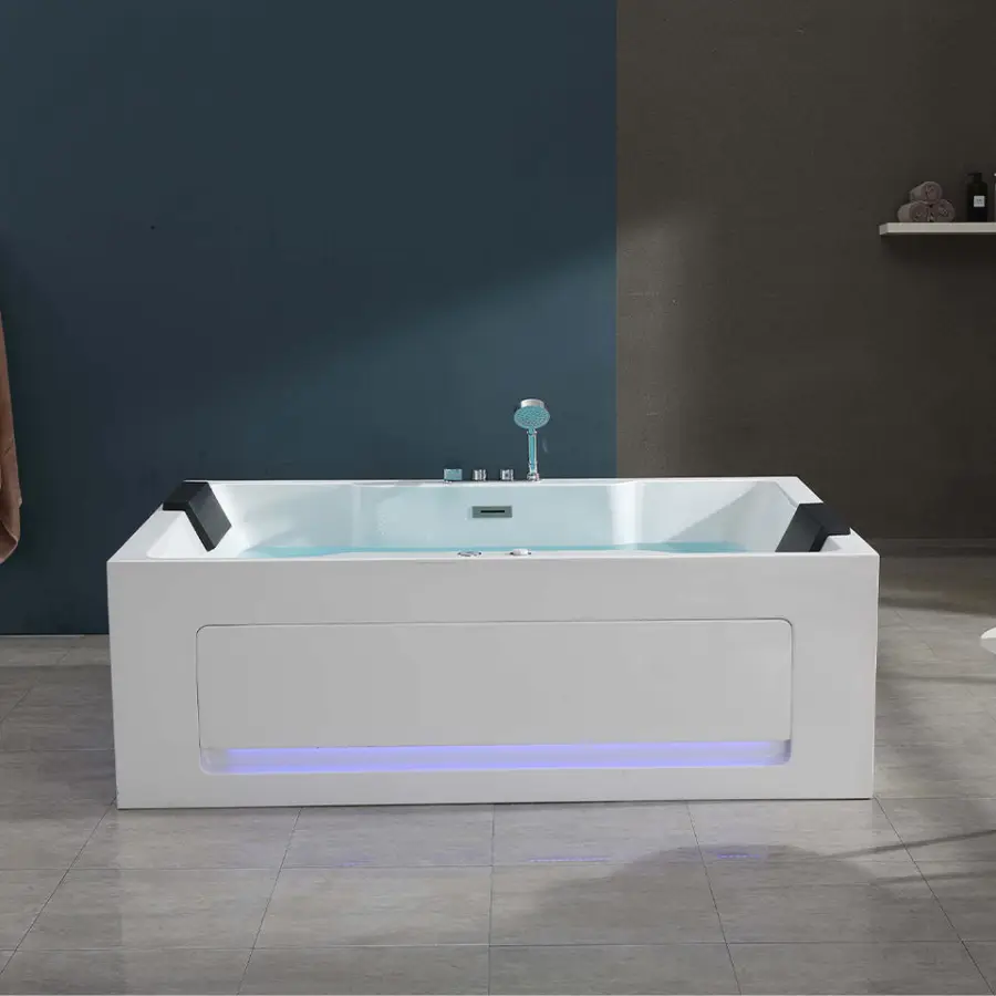 New Products European Style Rectangular Jetted Massage Spa Bathtub With Waterfall for Apartment Hotel — view 1
