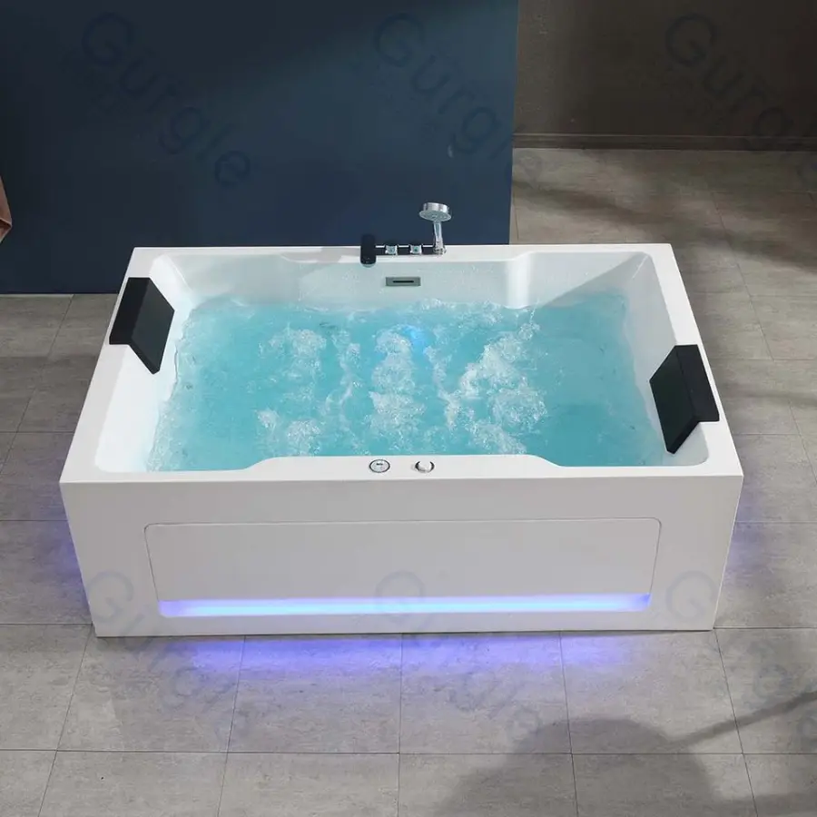 New Products European Style Rectangular Jetted Massage Spa Bathtub With Waterfall for Apartment Hotel — image 3