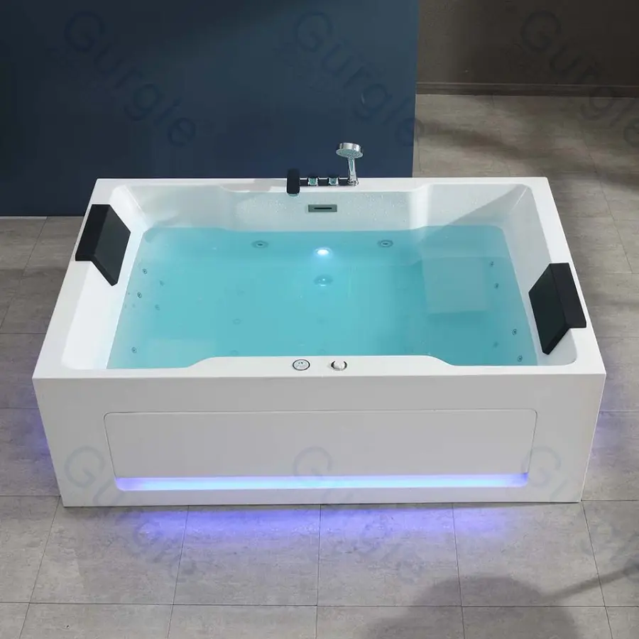 New Products European Style Rectangular Jetted Massage Spa Bathtub With Waterfall for Apartment Hotel — image 4