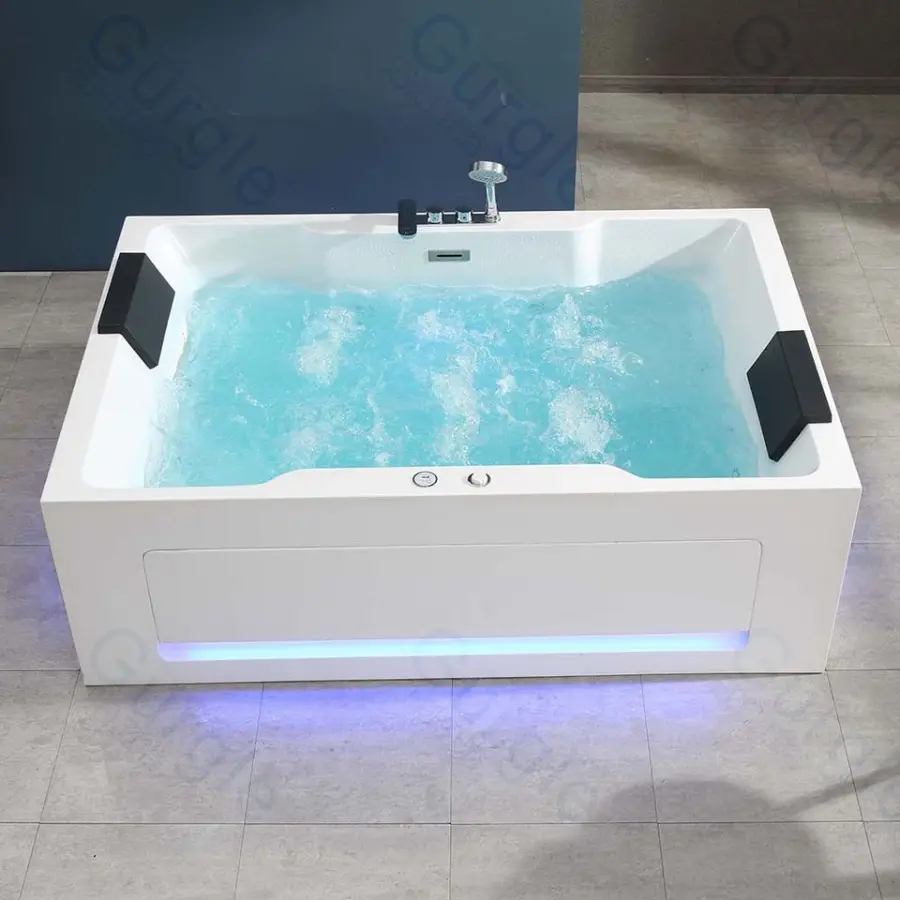 New Products European Style Rectangular Jetted Massage Spa Bathtub With Waterfall for Apartment Hotel — image 5
