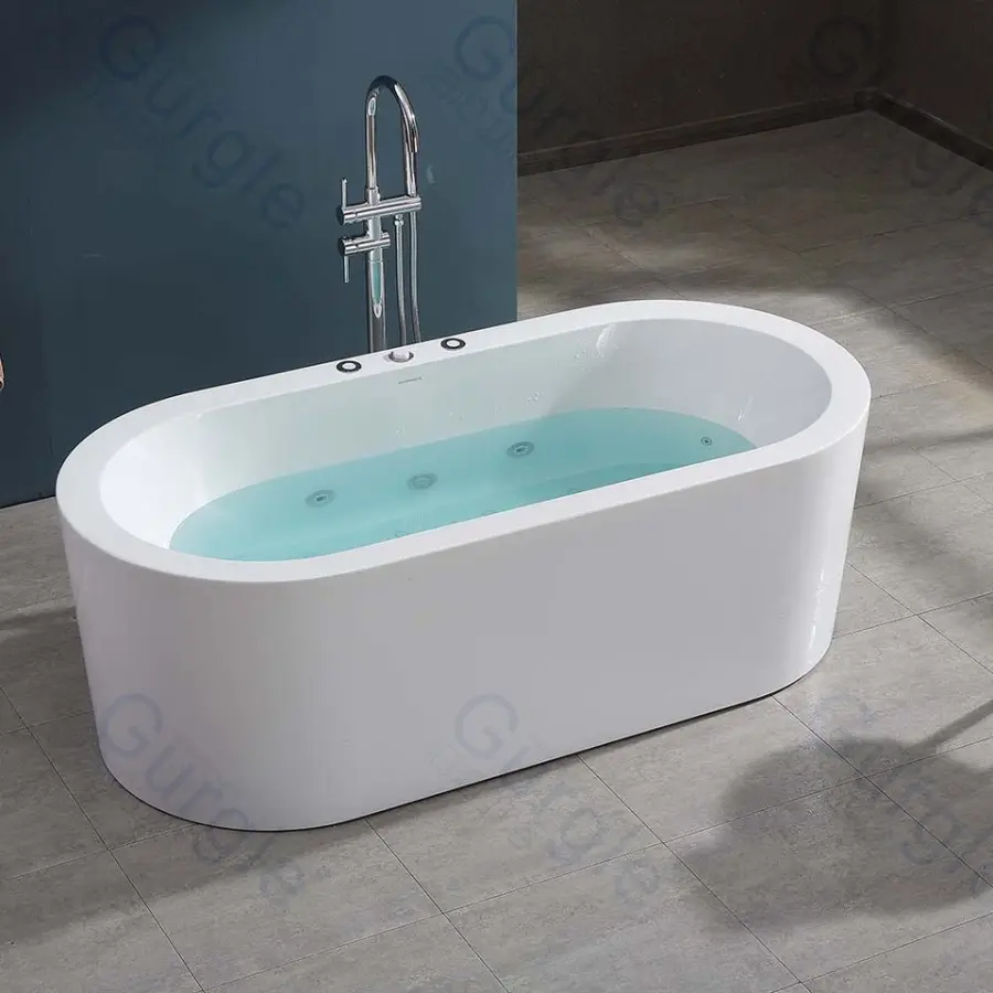 Indoor Household White Simple 1.7m Spa Hot Tub Acrylic Freestanding Massage Whirlpool Bathtub — image 3