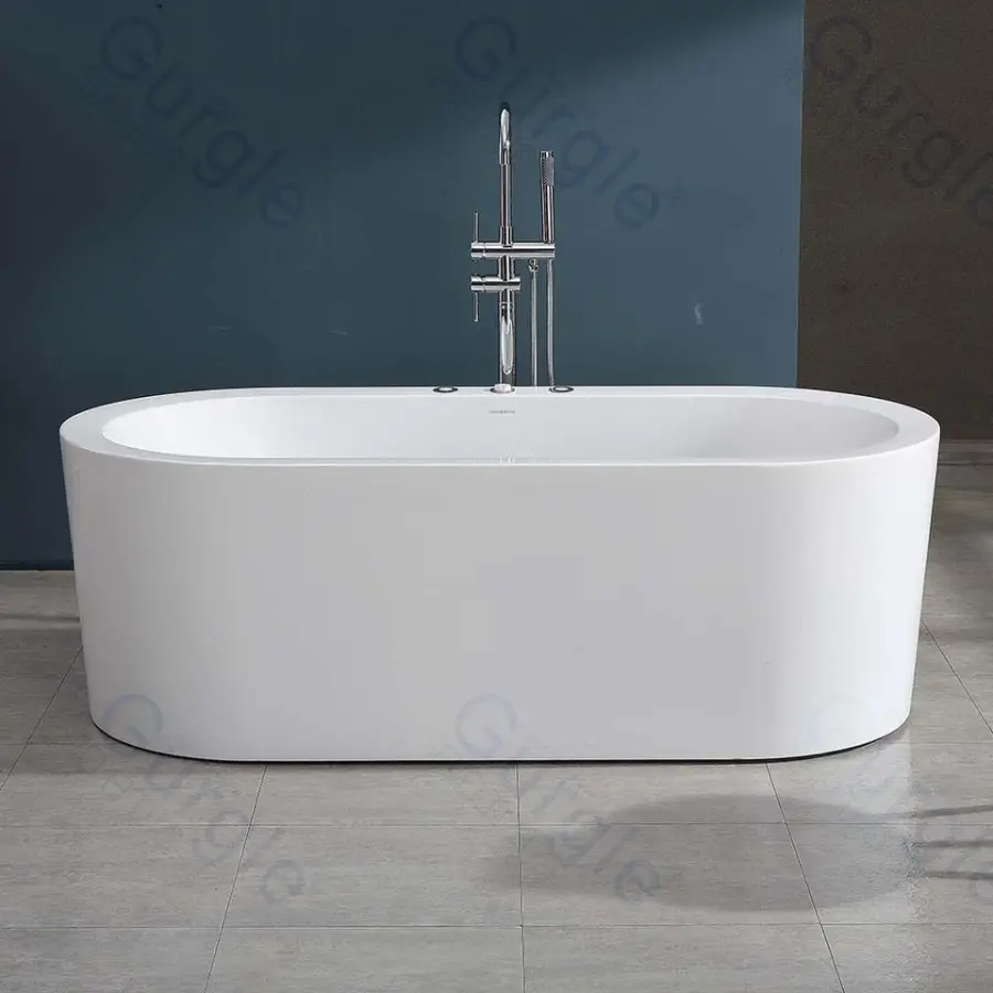 Indoor Household White Simple 1.7m Spa Hot Tub Acrylic Freestanding Massage Whirlpool Bathtub — image 4