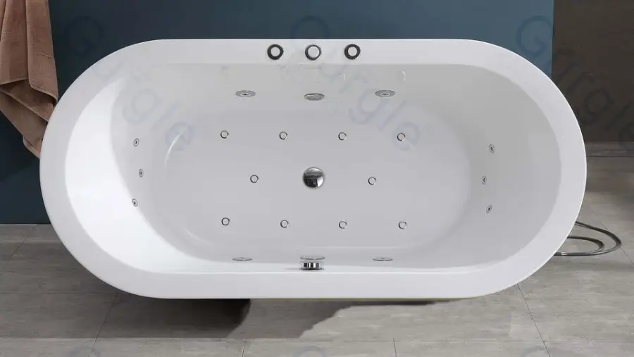Indoor Household White Simple 1.7m Spa Hot Tub Acrylic Freestanding Massage Whirlpool Bathtub — image 5