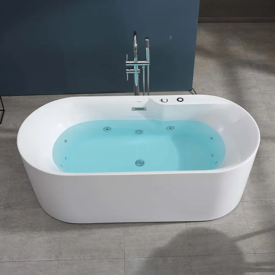 Adult Modern Freestanding Bathtub Containing Pop-Up Drrainer Durable Acrylic Bathtubs for Peaceful Moments — view 1