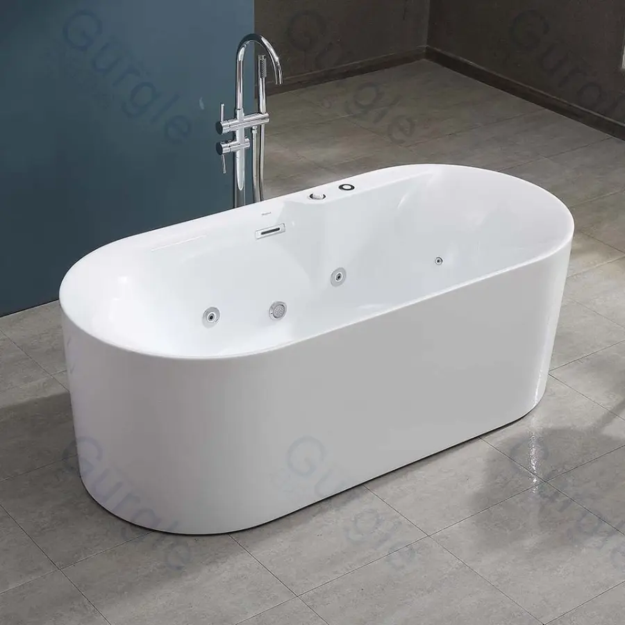 Adult Modern Freestanding Bathtub Containing Pop-Up Drrainer Durable Acrylic Bathtubs for Peaceful Moments — image 5