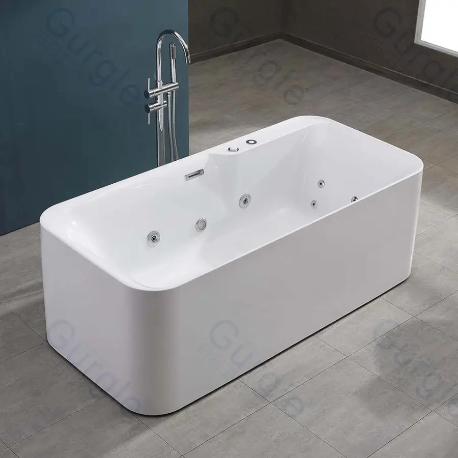 Modern 1-Person Indoor Hot Spa Whirlpool Bathtub LED Light Soaking Massage Water Jet Bathtub — image 4