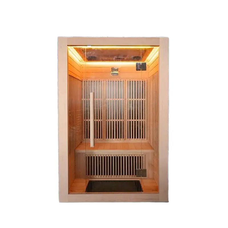 Luxury Infrared Sauna Room Hemlock Indoor Outdoor 2 Person Sauna Room With Control Panel — view 1