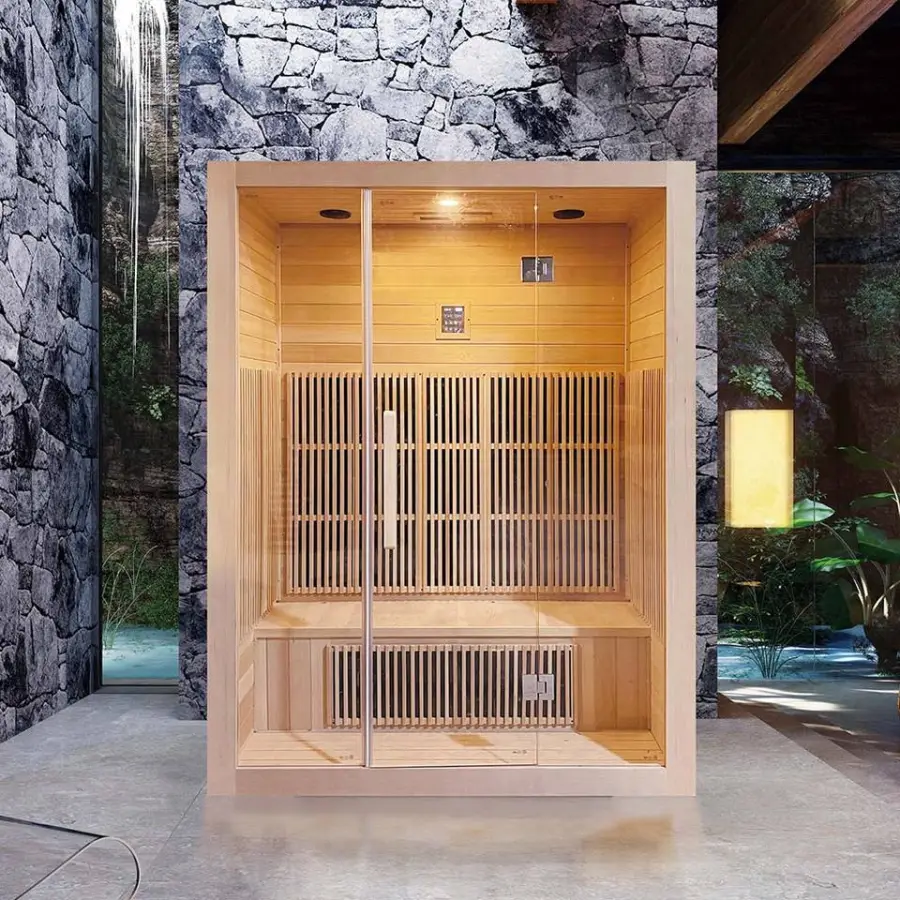 Luxury Infrared Sauna Room Hemlock Indoor Outdoor 2 Person Sauna Room With Control Panel — image 3