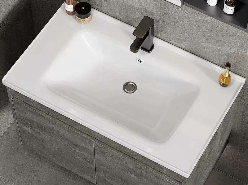 Customized Wholesale Industrial Style Grey Wall-mounted Bathroom Vanity with LED Smart Mirror Cabinet & Ceramic Basin — image 7