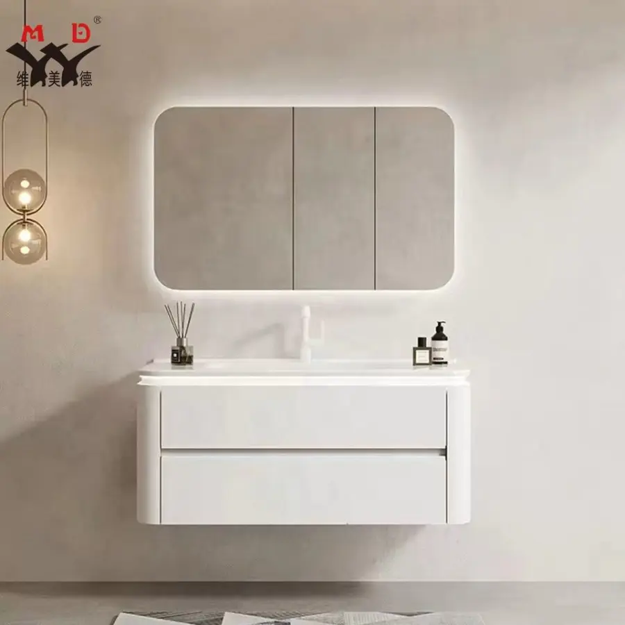 Modern Wall-mounted Dressing Table Set Luxury Bathroom Cabinet with LED Mirror Bathroom Dressing Table for Bathroom and — view 1