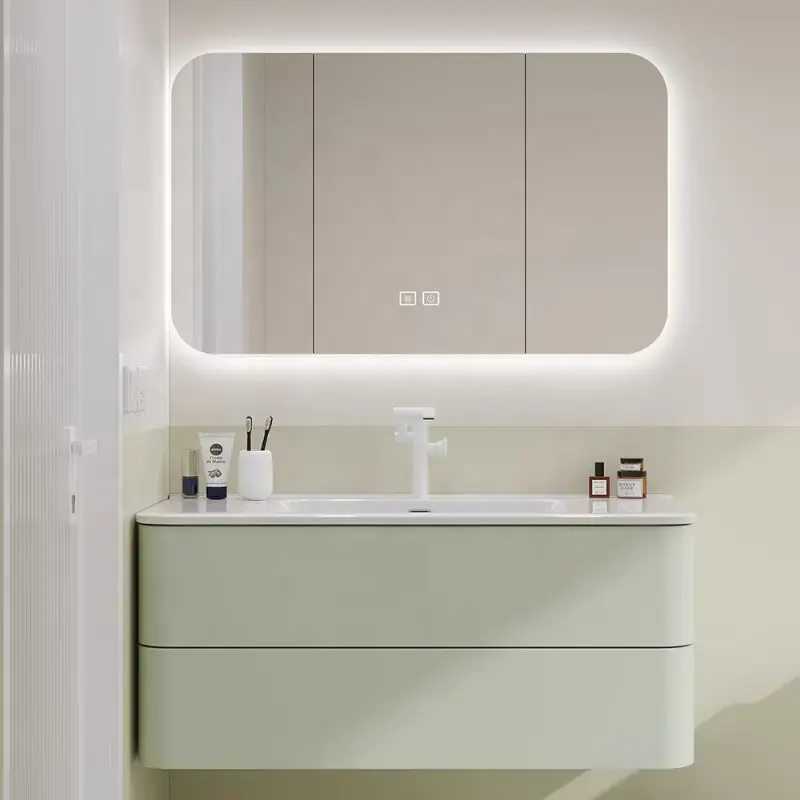 Modern Wall-mounted Dressing Table Set Luxury Bathroom Cabinet with LED Mirror Bathroom Dressing Table for Bathroom and Bedroom — image 4