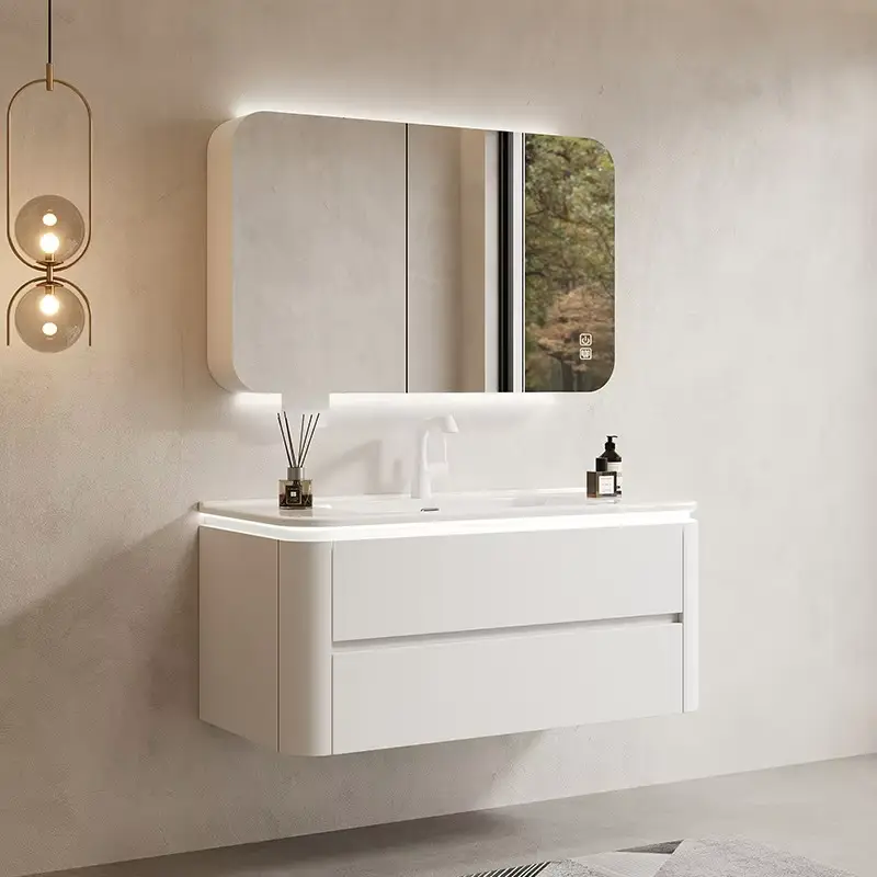 Modern Wall-mounted Dressing Table Set Luxury Bathroom Cabinet with LED Mirror Bathroom Dressing Table for Bathroom and Bedroom — image 6