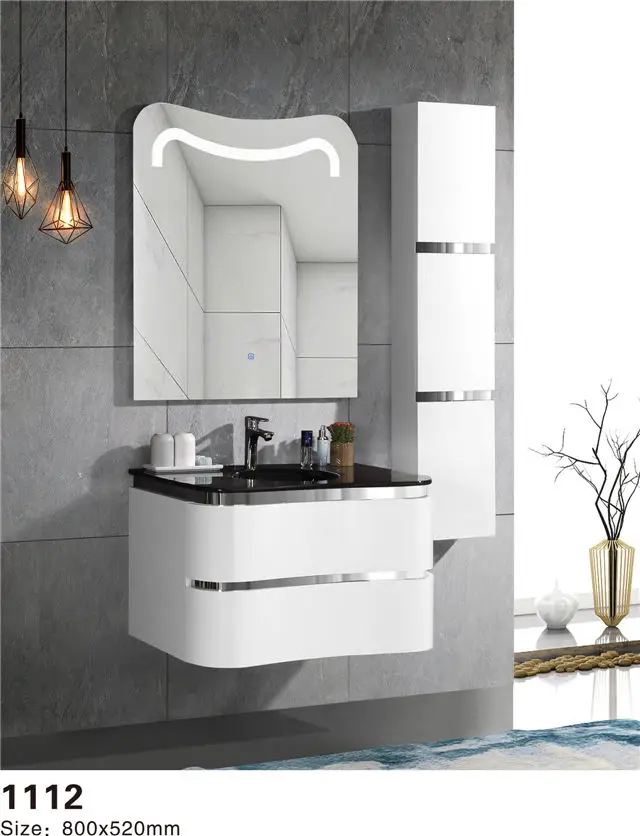 Luxurious Modern Simple Waterproof Wall-mounted Bathroom Cabinet Set with Smart Mirror and Side Cabinet for Hotel Villas — image 4