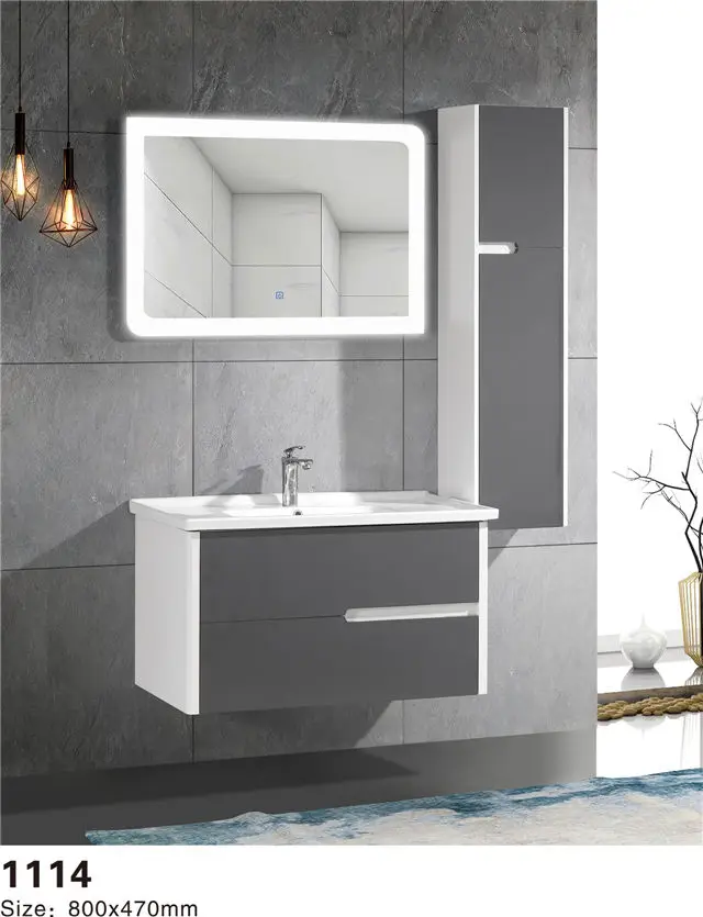 Luxurious Modern Simple Waterproof Wall-mounted Bathroom Cabinet Set with Smart Mirror and Side Cabinet for Hotel Villas — image 6