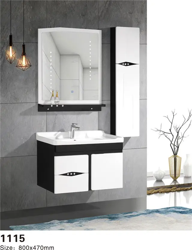 Luxurious Modern Simple Waterproof Wall-mounted Bathroom Cabinet Set with Smart Mirror and Side Cabinet for Hotel Villas — image 7