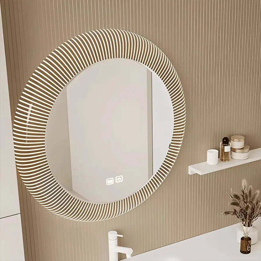 Customized Modern High-end PVC Structure Dressing Table Bathroom Vanity with LED Smart Washbasin and Bathroom Dressing Table — image 6