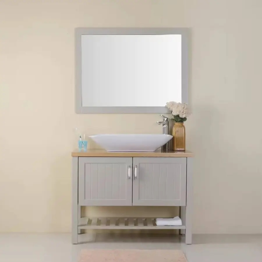Modern Design 2-Doors 1-Shelf Import Bathroom Vanity with Basin Cabinet Floor-Standing for Small Hotel Bathrooms — view 1