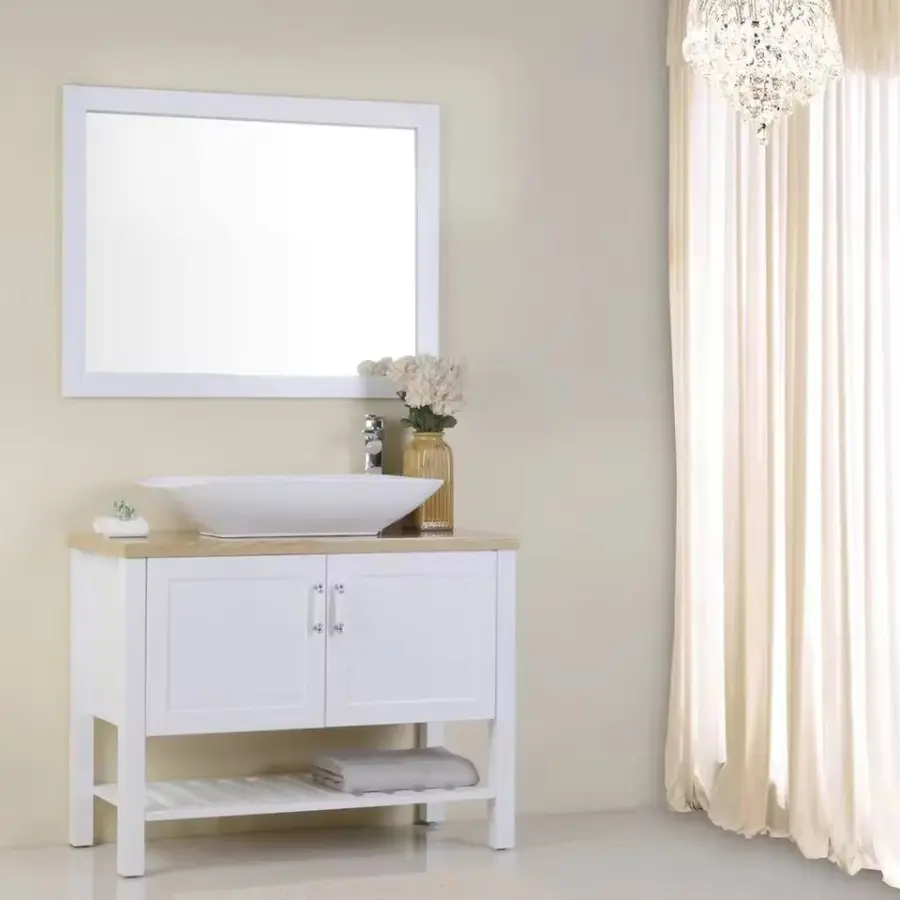 Modern Design 2-Doors 1-Shelf Import Bathroom Vanity with Basin Cabinet Floor-Standing for Small Hotel Bathrooms — image 2