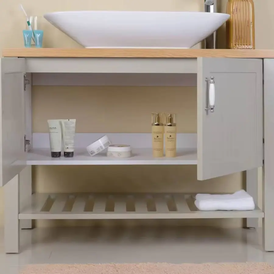 Modern Design 2-Doors 1-Shelf Import Bathroom Vanity with Basin Cabinet Floor-Standing for Small Hotel Bathrooms — image 4