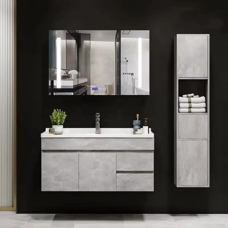 Ot-selling Modern Hotel Wall-mounted Custom-sized Waterproof PVC Bathroom Dressing Table for Hotel Apartments — view 1