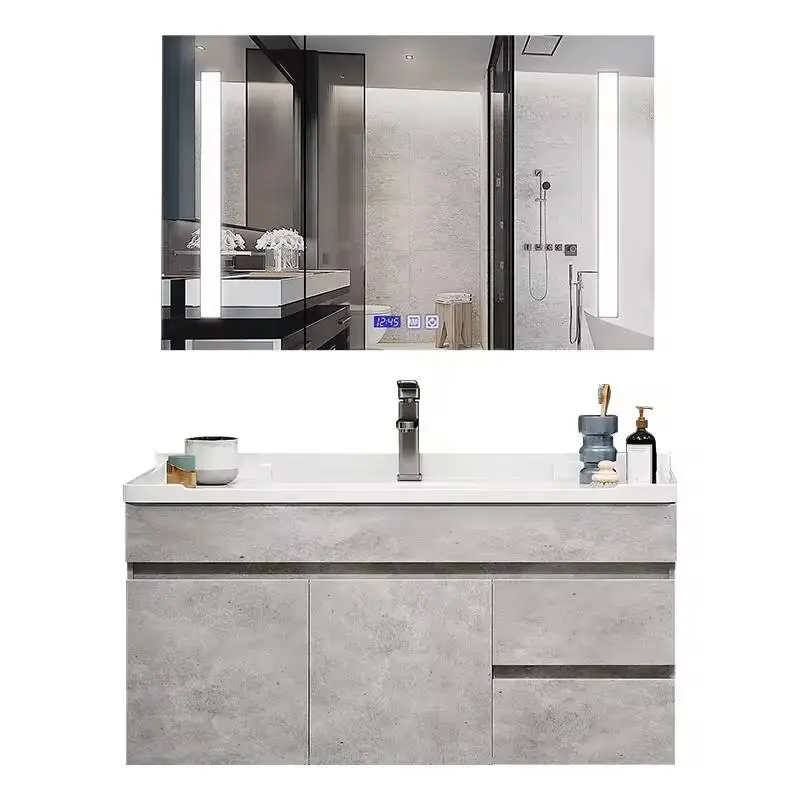 Ot-selling Modern Hotel Wall-mounted Custom-sized Waterproof PVC Bathroom Dressing Table for Hotel Apartments — image 5
