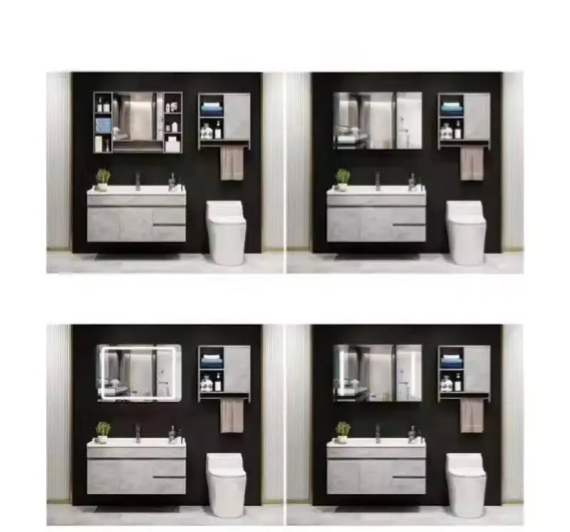 Ot-selling Modern Hotel Wall-mounted Custom-sized Waterproof PVC Bathroom Dressing Table for Hotel Apartments — image 6