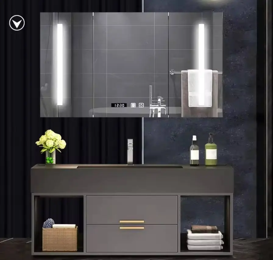 Customized Modern Topcoat Treatment Environmentally Friendly Safe Waterproof Soft-close Grey Waterproof Bathroom and Van — view 3