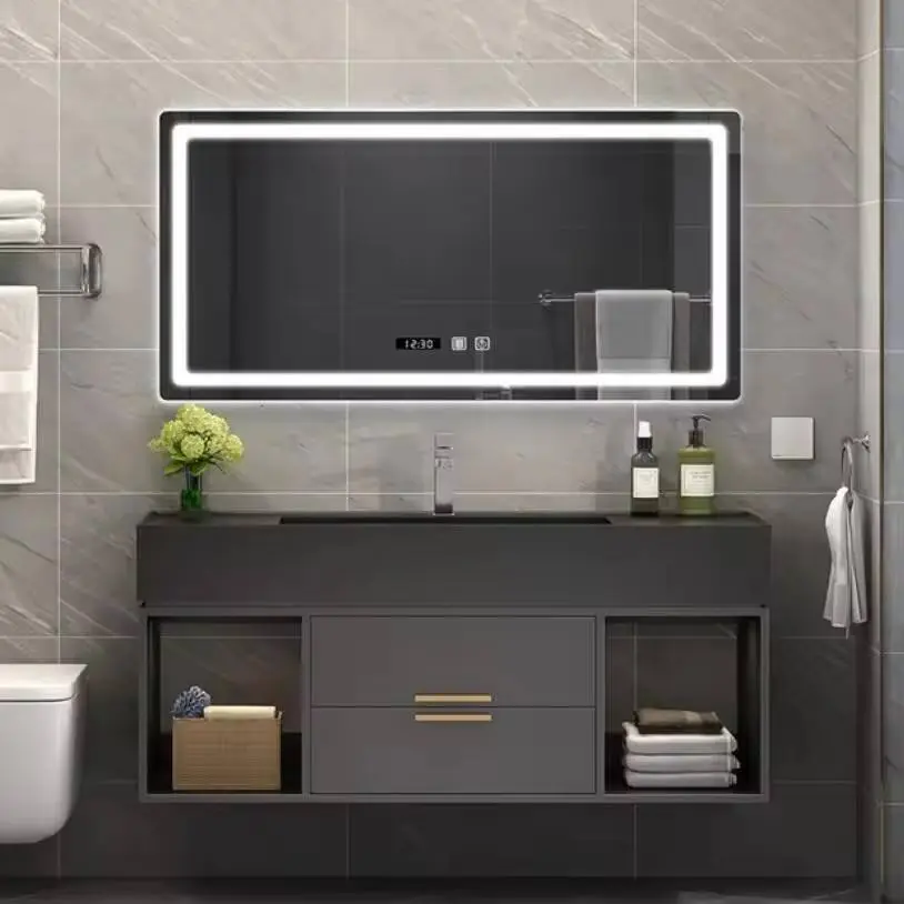 Customized Modern Topcoat Treatment Environmentally Friendly Safe Waterproof Soft-close Grey Waterproof Bathroom and Van — view 5