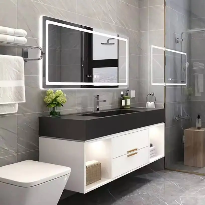 Customized Modern Topcoat Treatment Environmentally Friendly Safe Waterproof Soft-close Grey Waterproof Bathroom and Van — view 6