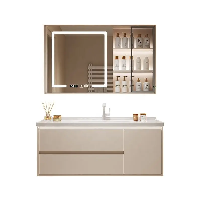 Factory Customized Waterproof Dressing Table Bathroom Vanity with Smart LED Mirror and Large Storage for High-end Home H — view 4