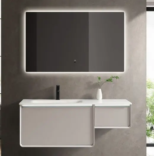 2025 Modern Design Factory Custom Double Door Wall-Mounted Bathroom Vanity with Sink Smart Mirror for Hotel Apartment — image 7