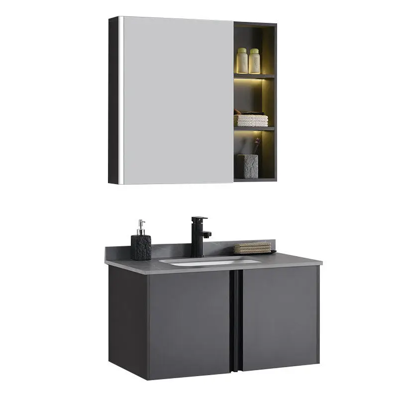 Factory Customized Soft Shut-off Dressing Table Bathroom Vanity with Ceramic Basin Inductive LED Mirror for Home Hotel S — view 4