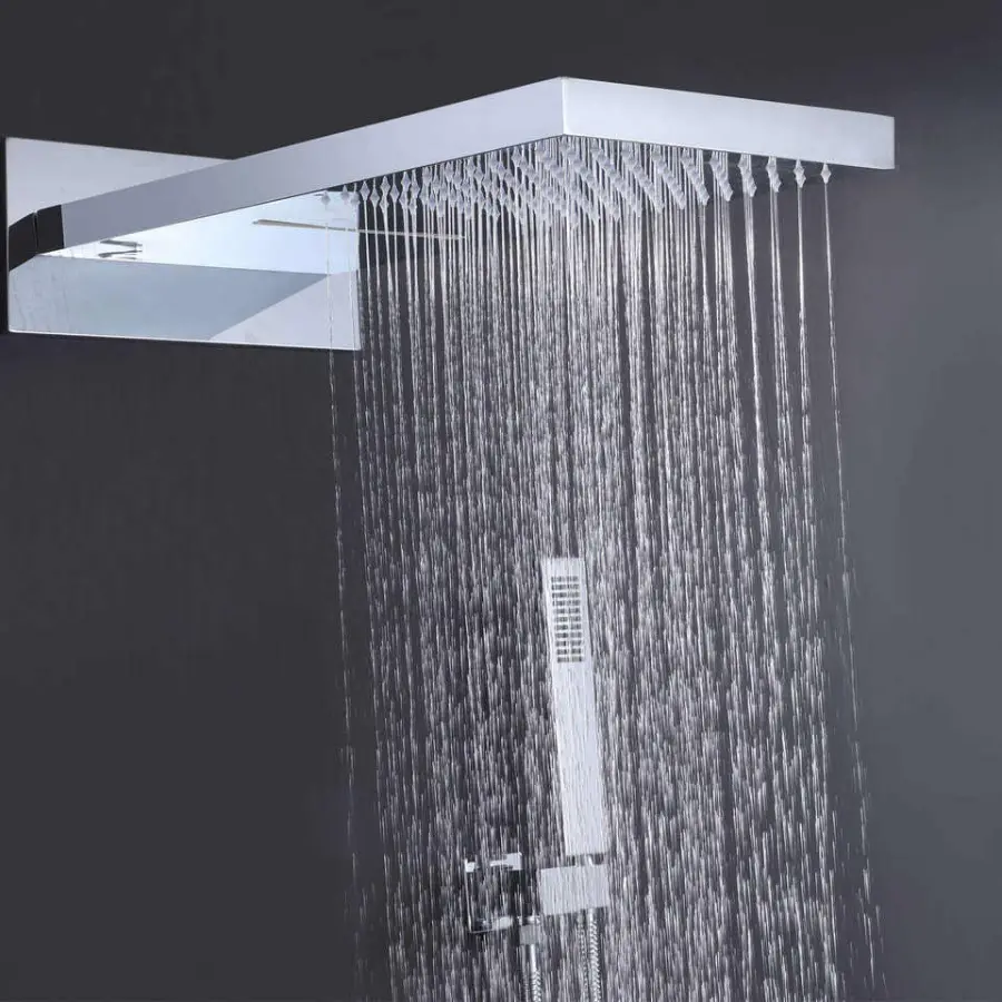 Modern High Pressure Thermostatic Concealed Shower System Rainfall Waterfall Head Handheld Digital Display Bathroom Set — image 5