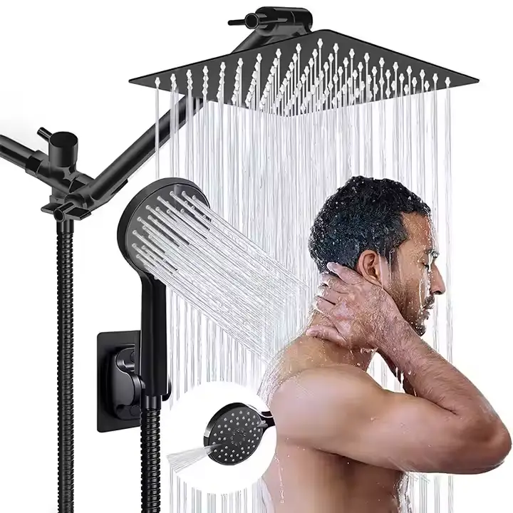 Rainfall Shower Head Combo with Adjustable Extension Arm, Multi-Setting Handheld, Anti-Clog, Anti-Leak, Wall Mounted Sho — view 1