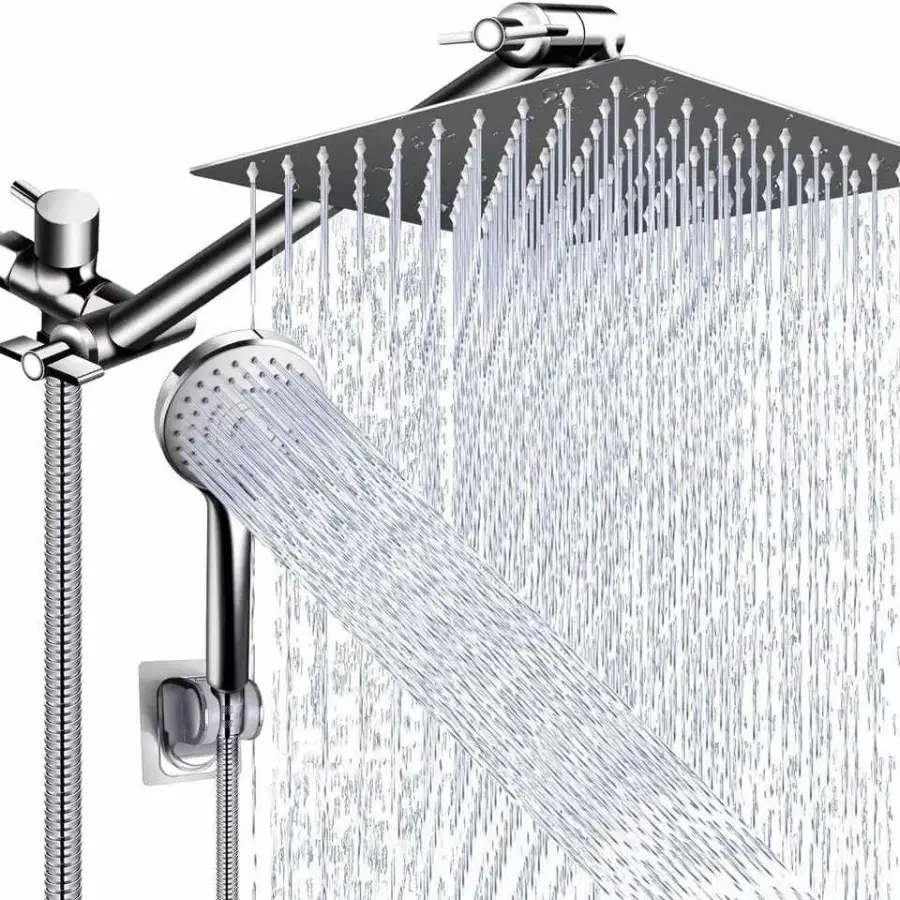 Rainfall Shower Head Combo with Adjustable Extension Arm, Multi-Setting Handheld, Anti-Clog, Anti-Leak, Wall Mounted Sho — view 4
