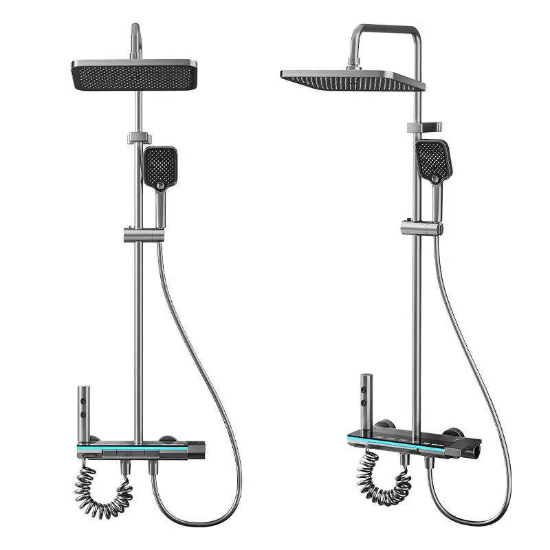 Modern Gunmetal Shower Set with LED Temperature Display, Ambient Light Strip, Piano Key Controls and 4 Water Outlet Modes — image 7