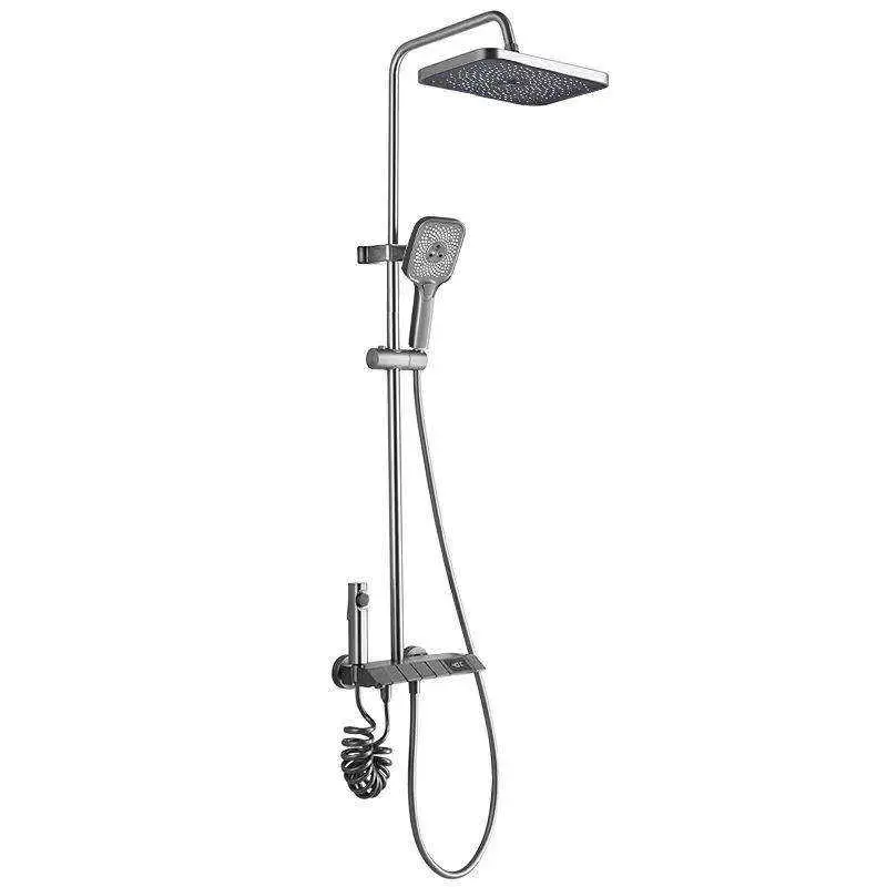 Integrated Gunmetal Gray Piano Key 4 Modes Shower System Square Rain Head Handheld Bidet Sprayer Hot Cold Bathroom Shower Set — image 3