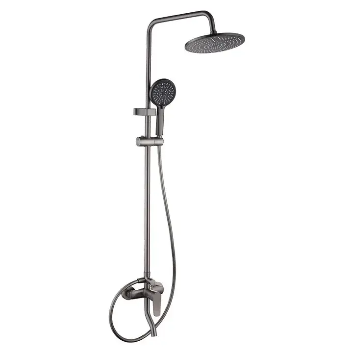 Zinc Alloy Electroplated Shower Set with Three-outlet Mode Circular Rain Shower Head and Multiple Modes of Handheld Show — view 1
