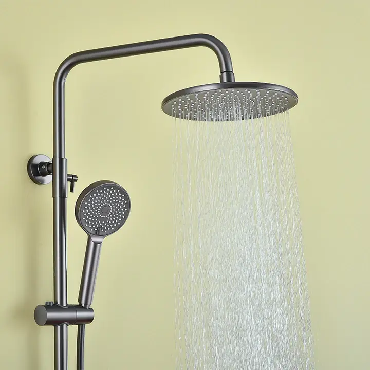Zinc Alloy Electroplated Shower Set with Three-outlet Mode Circular Rain Shower Head and Multiple Modes of Handheld Shower Head — image 2