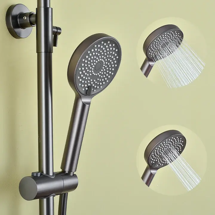 Zinc Alloy Electroplated Shower Set with Three-outlet Mode Circular Rain Shower Head and Multiple Modes of Handheld Shower Head — image 4