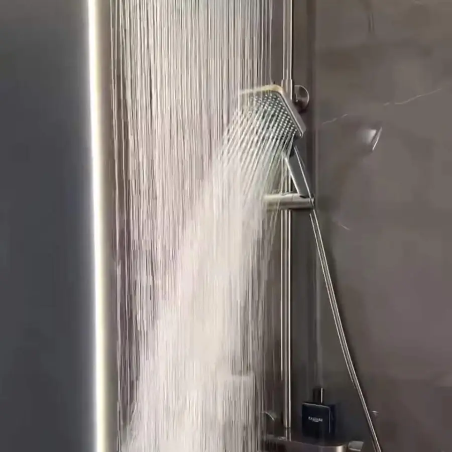 Best-selling High-quality Gun Gray Wall-mounted Multi-functional Low-price Household Constant-temperature Shower Set — image 7