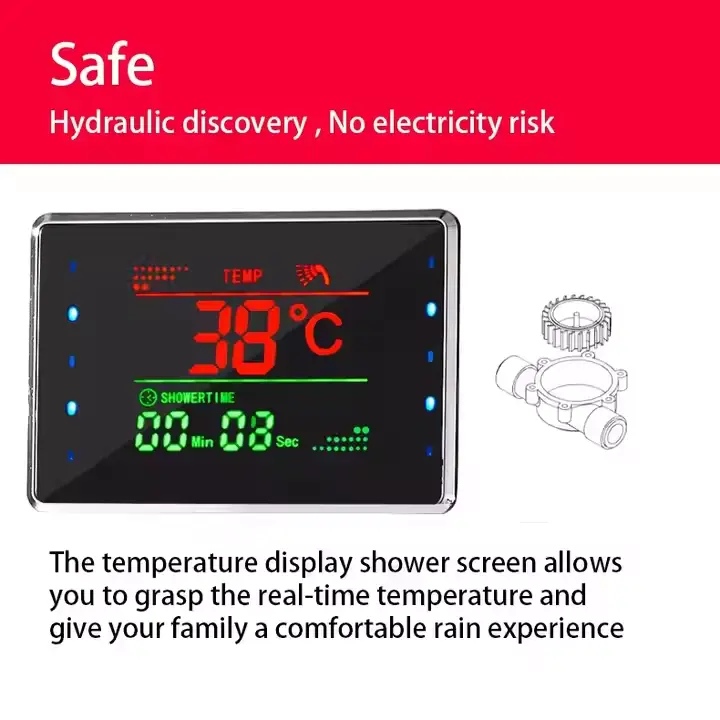 Bathroom Wall-mounted Multi-speed Wall-mounted Stainless Steel Waterfall Black Shower Column Set Tower Jet LED Shower Pa — view 6