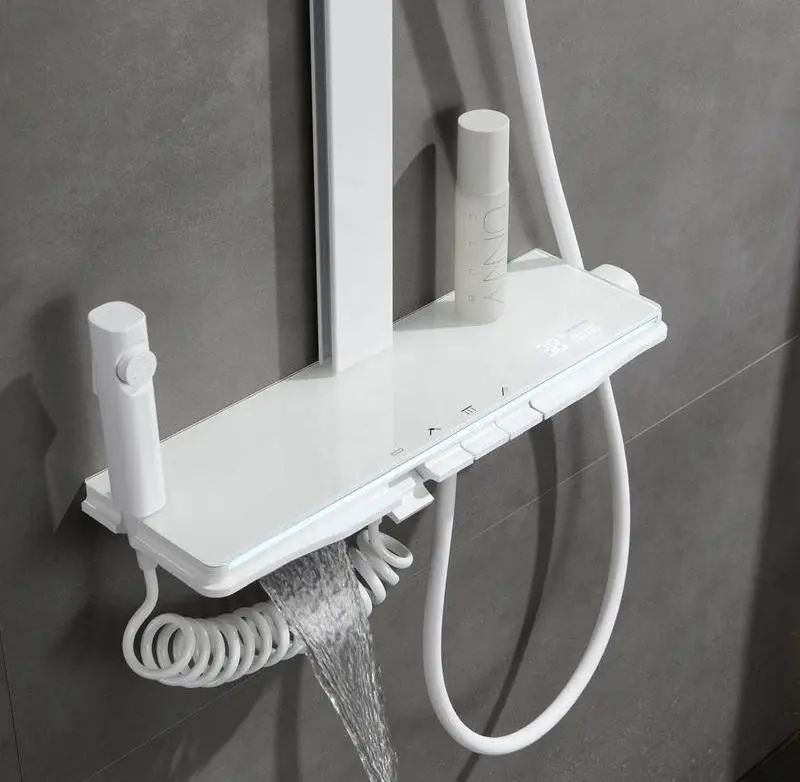 Modern New Custom Luxury White and Black Thermostatic Shower Set with Digital Display Massage Spray Spray Mode for Hotels — image 3
