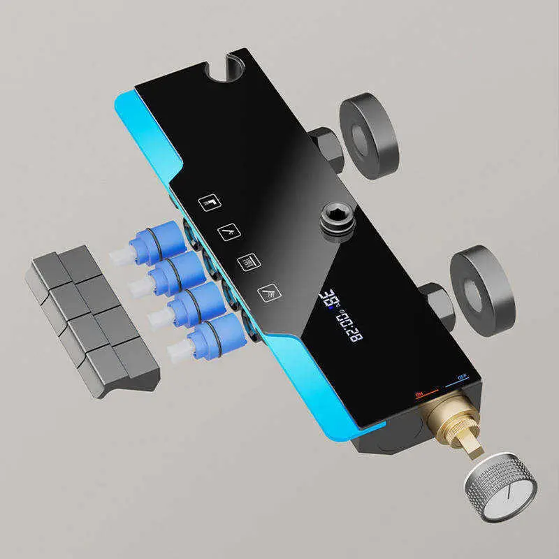 Newly Designed LED Digital Display Luxury Dual-handle Bathroom Shower Faucet Set with High Pressure and 4 Functions — image 5