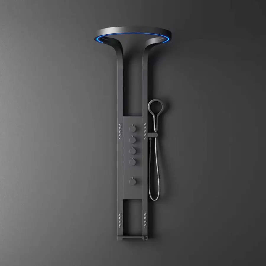 Newly Designed Tornado Rain Bathroom LED Ceiling Rain Waterfall Constant-temperature Shower Faucet Set — view 4